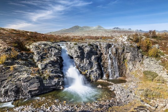 Storulfossen Waterfall in the Rondane National Park, Norway