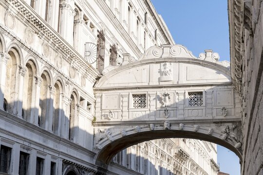 Doge's Palace and Bridge of Sighs, close-up, Venice, Veneto, Italy