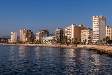 Obraz premium Seaside buildings in Sidon town, Lebanon