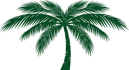Obraz premium Lush green palm tree vector illustration, tropical island plant graphic, exotic summer vacation design element, vibrant nature foliage for travel and leisure projects