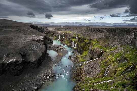 Sig&ouml;ldugljufur waterfall at a canyon, Iceland