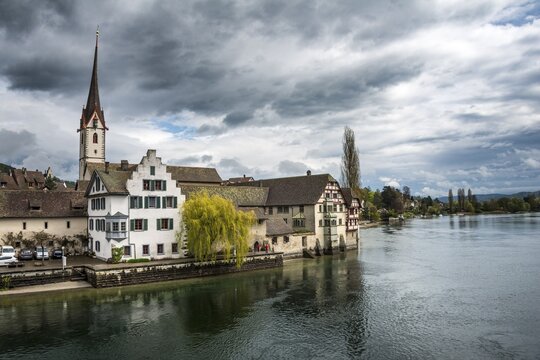 Historic centre, with St. George's Abbey, Stein am Rhein, Canton of Schaffhausen, Switzerland