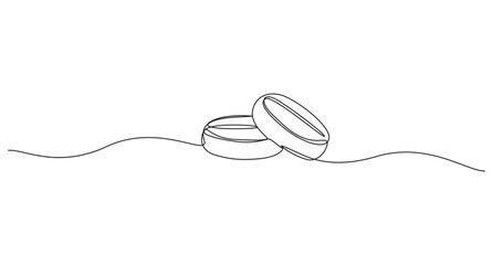 Obraz premium Continuous one line drawing of tablets and capsules pharmaceutical drugs,