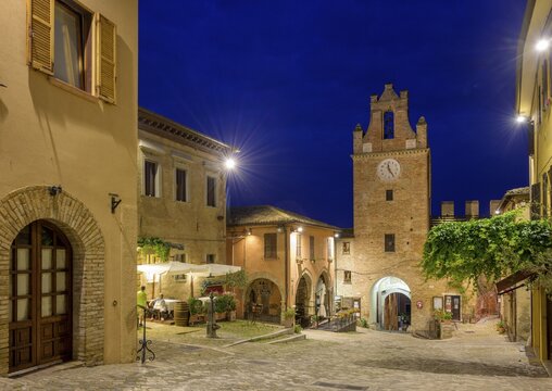 Clock Tower and Restaurant, Gradara, Province of Pesaro and Urbino, Italy