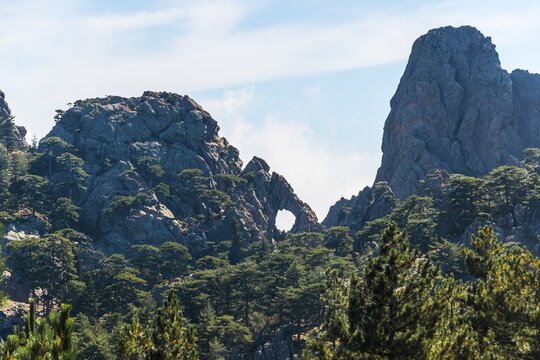 Bomb crater, bomb hole, U Tafonu di u Compuleddu, Trou de la Bombe, Col de Bavella, Bavella Massif, Corsica, France
