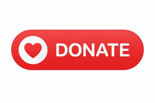 Red button with heart icon prompting viewers to donate money or support