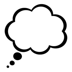 Obraz premium A simple black and white illustration of a thought bubble or speech bubble on a plain white background for creative projects