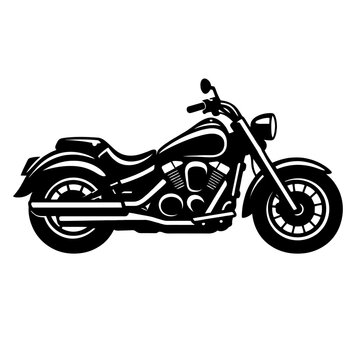 Black silhouette of a classic cruiser motorcycle on white background
