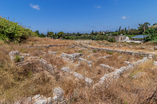 Roman ruins at the Temple of Eshmun ruins near Sidon town, Lebanon