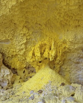 Sulphuric crystals at Wai-O-Tapu geothermal region, North Island, New Zealand, Oceania