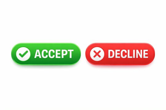 Decision buttons showing accept and decline options with check and cross symbols