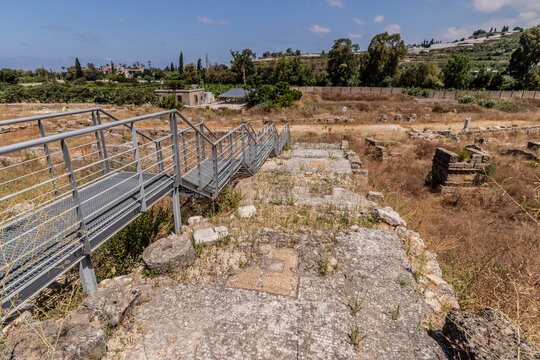 Roman ruins at the Temple of Eshmun ruins near Sidon town, Lebanon