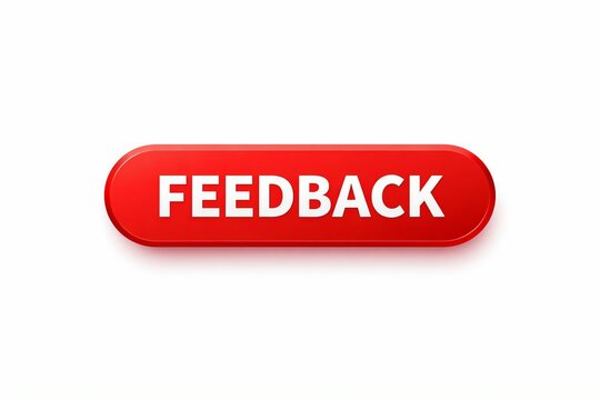 A bright red button labeled feedback for user input or survey responses.