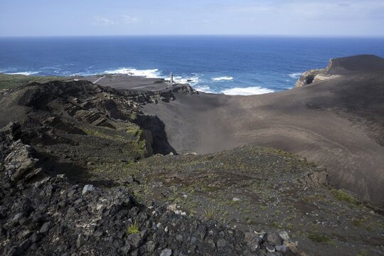 Volcanic landscape, Ash desert at the volcano Capelinhos, Ponta dos Capelinhos, Capelo, Island of Faial, Azores, Portugal