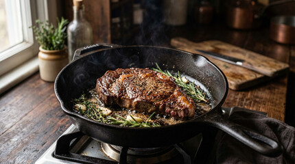 Fototapeta premium Skillet steak