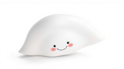 Fototapeta premium White nightlight shaped like cloud. Features simple smiling face, rosy cheeks. Soft glow provides gentle illumination. Minimalist design.