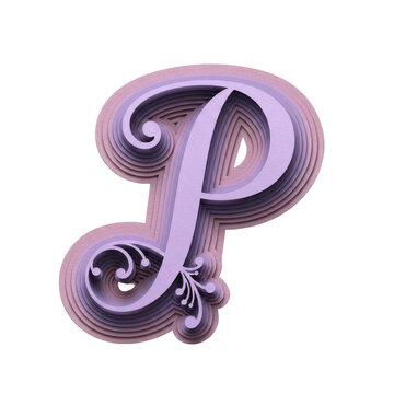 Ornate layered purple letter P on black background
