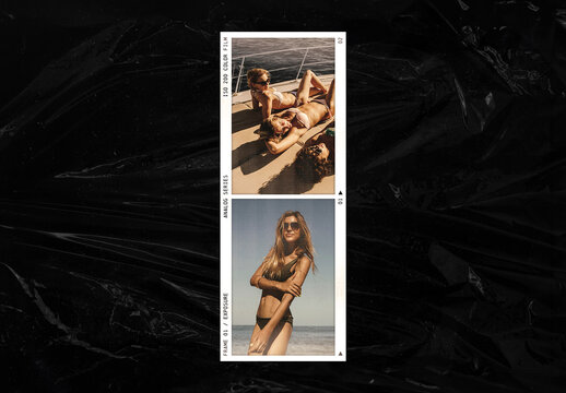 Analog Film Frame Template, Retro Polaroid Photo Border Mockup & Film Strip Overlay Clipart