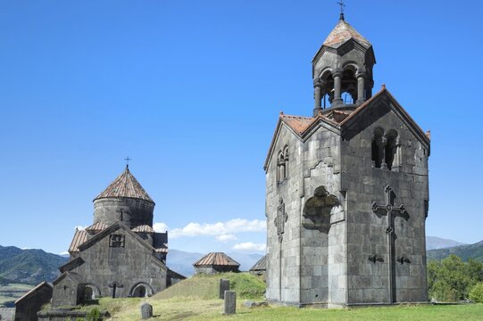 11th-century Haghpat Monastery, Surb Nishan, cathedral and bell tower, Haghpat, Unesco World Heritage Site, Lori Province, Caucasus, Armenia