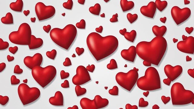 Rote 3D Herzen als romantischer Hintergrund f&uuml;r Valentinstag und Liebe