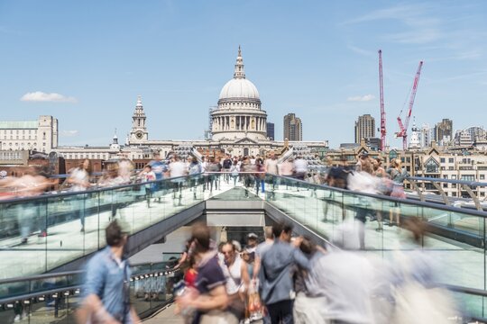 Millenium Bridge and St. Paul's Cathedral, London, England, United Kingdom