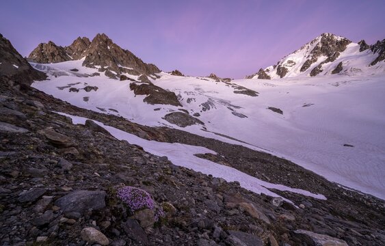 Evening mood, Glacier du Tour, Glacier and mountain peaks, High alpine landscape, T&ecirc;te Blanche, Petite and Grande Fourche on the left, Aiguille du Chardonnet on the right, Chamonix, Haute-Savoie, France