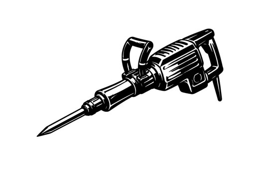 Rotary hammer drill with chisel bit for heavy-duty demolition and construction work on hard materials like concrete