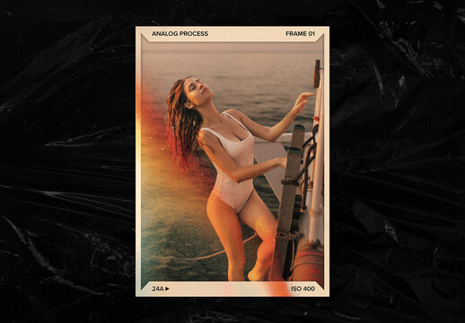 Analog Film Frame Template, Retro Polaroid Photo Border Mockup & Film Strip Overlay Clipart