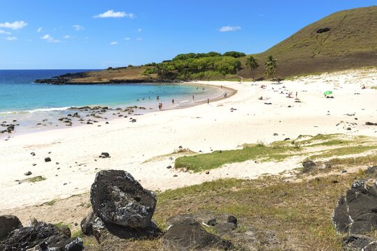 Anakena beach, Rapa Nui National Park, Easter Island, Chile