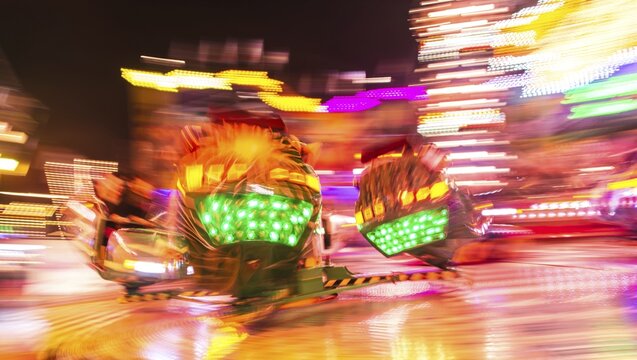 Fun ride at night, Oktoberfest, Munich, Upper Bavaria, Bavaria, Germany