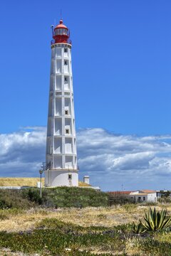 Cabo de Santa Maria Lighthouse, Culatra Island, Farol village, Olhao, Algarve, Portugal