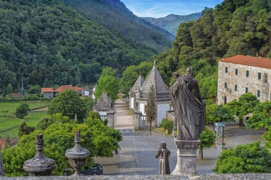 Nossa Senhora da Peneda Sanctuary, Stairway and chapels, Peneda Geres National Park, Gaviera, Minho province, Portugal