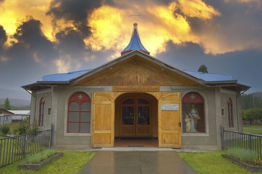 San Jose Obrero Church, Cochrane village, Pan-American Highway, Aysen Region, Patagonia, Chile