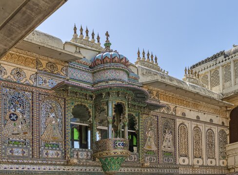 Mor Chowk or Peacock Courtyard, City Palace, Udaipur, Rajasthan, India