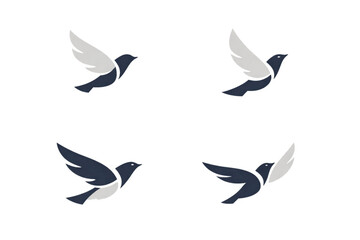 Fototapeta premium Negative Space Bird Icons – Conceptual Flight Silhouettes