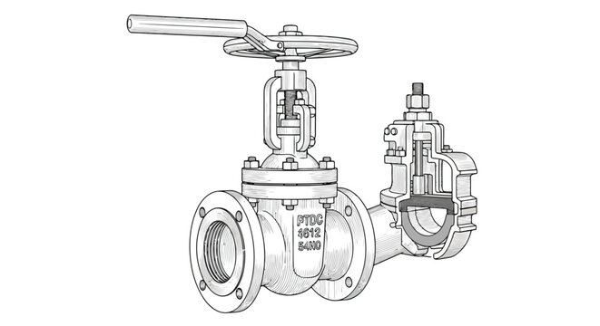 A vintage steam locomotive engine features a 3d metal pipe and steel valve where a water drop falls from a plumbing faucet icon