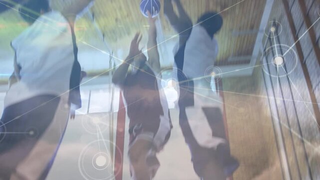 Animation of network of connections over diverse basketball players