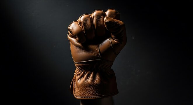 Close-up of clenched fist in dramatic low-key lighting symbolizing strength and determination