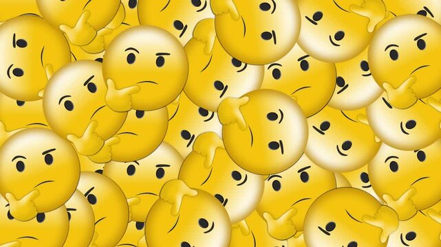 Animation of emoticons falling over dislike social media reaction