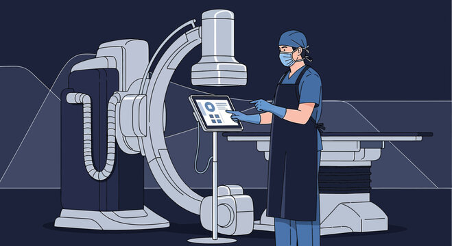 Medical Professional Operating Advanced Imaging Equipment in Operating Room