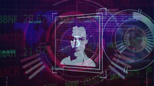 Animation of scope scanning and data processing on blue background