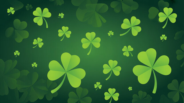 Vibrant green four leaf clover pattern background for st patrick's day celebrations