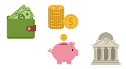 Piggy bank with money and coins. © ANAK