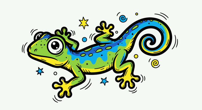 Gemini said

A cute cartoon green frog character sits on a leaf against a blue background in this fun wildlife vector illustration featuring a funny reptile design