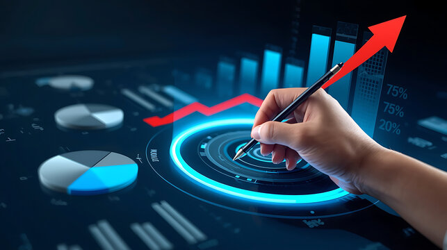 This image displays a digital dashboard showcasing business analytics data and performance metrics