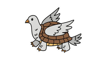Fototapeta premium Gemini saidCartoon vector illustration of a flying dove animal with a letter and a bird on a branch with leaves as a nature symbol of peace and love