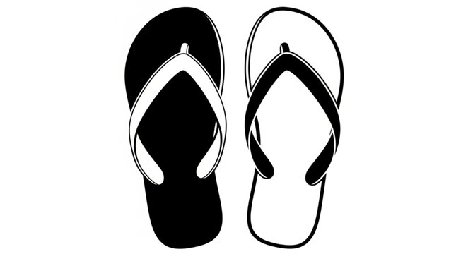 Black and white flip flops.