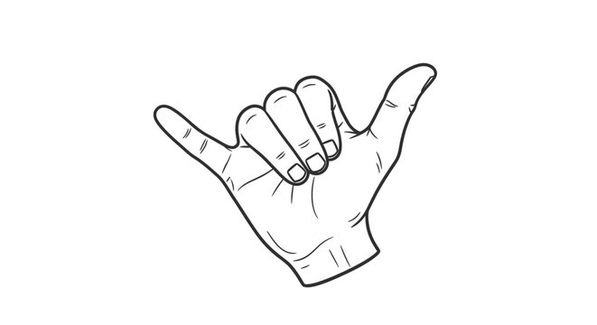 Hand Making Shaka Hang Loose Gesture, isolated white background.