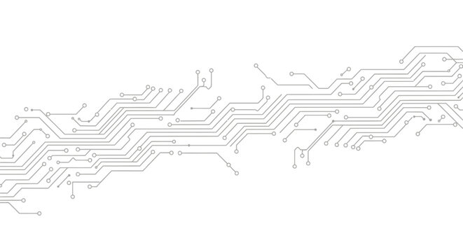 Abstract Electronic Circuit Board Lines Pattern, isolated white background.