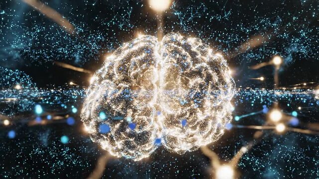 Digital brain network connection with glowing particles artificial intelligence and neural networking concepts depicts technology innovation and connectivity